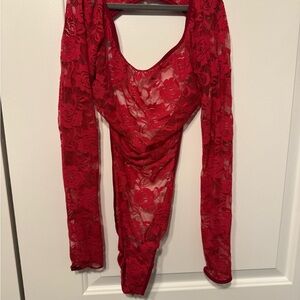 Frederick's of Hollywood Red Lace Bodysuit